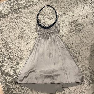 Silver Silk Mini Dress